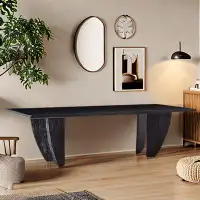 Hokku Designs 62.99" Black Rectangular Solid wood Dining Table