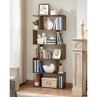 Shimano 5-Tier Bookshelf, Display Shelf And Room Divider, Freestanding Decorative Storage Shelving, Rustic Brown