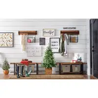 Steelside™ Alezzi 48" Wide Rustic Industrial Solid Wood and Metal Frame Entryway Bench With 1 Shelf