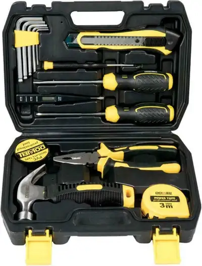 DOWELL® 15-PIECE HOUSEHOLD TOOL KIT INCLUDES CLAW HAMMER, PRECISION SCREWDRIVER, DIGITAL VOLTAGE TES...