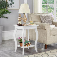 Winston Porter Winston Porter 2-tier Accent Side Table Sofa End Table Nightstand Coffee Table W/ Shelf White