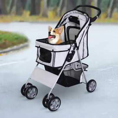 Pet Stroller 29.5" x 17.75" x 38.25" Gray