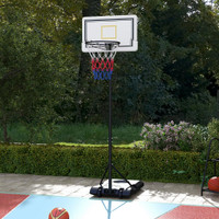 Basketball Hoop Stand 29.1" L x 21.7" W x 86.6" -98.4" H White