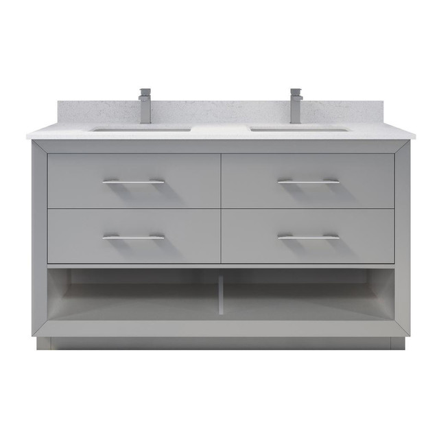 36, 48 or 60 inch Sink Bathroom Vanity with White Engineered Stone Countertop ( White, Oxford Grey & Navy Blue ) ABSB in Cabinets & Countertops - Image 3