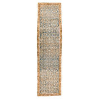 Home and Rugs Vintage Handmade 3X13 Blue And Beige Anatolian Turkish Oushak Distressed Area Runner