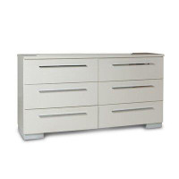 Brayden Studio Contemporary Style 6 Drawer Wooden Dresser With Metal Pulls, White