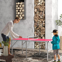 PORTABLE PING PONG TABLE SET, TABLE TENNIS TABLE W/ NET, 2 PADDLES, 3 BALLS FOR OUTDOOR AND INDOOR, EASY ASSEMBLY, RED