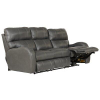 Hokku Designs Gunnell 83" Top Grain Italian Leather Match Power Reclining Sofa with Adjustable Headrest