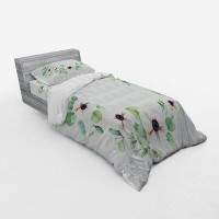 East Urban Home Anemone Flower Round Composition with Flourishing Fresh Bedding Plants and Stems Duvet Cover Set