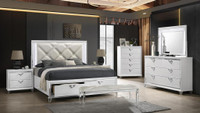 Spring Sale!! Elegant Designed White bedroom Set featuring LED lights &amp; 2 Storage Drawers