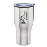 Sweetums Wall Decals #1 Dad Foam Finger Engraved 28 oz. Vacuum Insulated Stainless Steel Travel Tumbler