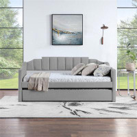 House of Hampton Velvet Daybed With Trundle Upholstered Tufted Sofa Bed,  Both Twin Size