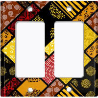 WorldAcc Metal Light Switch Plate Outlet Cover (Safari Pattern African Tribal Stained Glass Rectangular Yellow   - Singl
