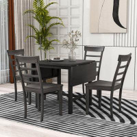 Red Barrel Studio Raheemah Compact 5-Piece Dining Table Set with Extendable Drop Leaf Design and Four Chairs