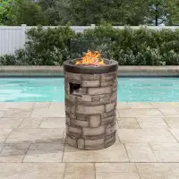 Loon Peak Indee 35" H x 18" W Propane Outdoor Fire Pit Table with Glass Guard