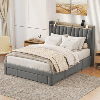 Latitude Run® Queen Size Bed Frame with Charging Station