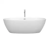 Wyndham Collection Juno 71" x 32" Freestanding Soaking Acrylic Bathtub with Faucet