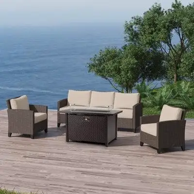 Indulge in relaxation and fun with our 4-piece outdoor conversation set perfect for your patio or de...