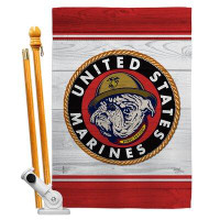 Breeze Decor Marine Bulldog - Impressions Decorative Pole Bracket House Flag Set HS108433-BO