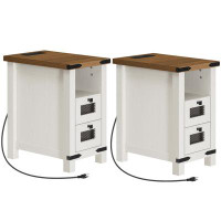 Gracie Oaks Adersen 2 - Drawer End Table Set and Built-In Outlets