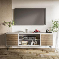 George Oliver Modern Entertainment Centre with Storage Cabinet and Open Shelves