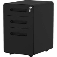 Inbox Zero 3-Drawer Rolling File Cabinet, Metal Mobile File Cabinet With Lock, Filing Cabinet Under Desk Fits Legal/Lett