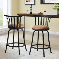 17 Stories Classic Barstools Set Of 2, Country Style Bar Chairs With Back And Footrest Swivel Counter Height Bar Stools