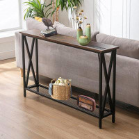 17 Stories 17 Storeys Console Table Sofa Entryway Couch Table With Usb Power Outlet For Living Room Hallway Mesh Shelf 4