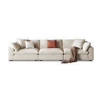 Voldemordo 94.49" White Velvet Modular Sofa cushion couch