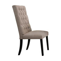 Astoria Grand Side Chair (Set-2), Tan Linen & Vintage Black Finish