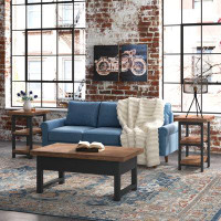 Steelside™ Pomona Solid Wood 3-Piece Living Room Set with 42"W Lift Top Coffee Table and Two End Tables with Shelves