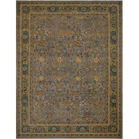 Isabelline One-of-a-Kind Carlotta Turkish Hand-Knotted Wool Grey/Green Area Rug