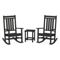 POLYWOOD® Rocker Estate 3-Piece Rocking Chair Set with Long Island 18" Side Table