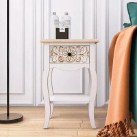 Staykiwi 26 in. H x 16 in. W 1 Drawer End Table in White and White Wash