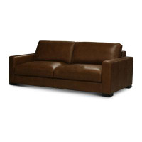 Hokku Designs Amberella 90" Genuine Leather Square Arm Sofa