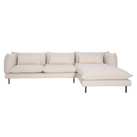 Dovetail Furniture Twiggy 117" Wide Upholstered Sectional Sofa, Cream