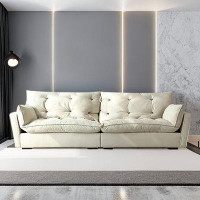 ABPEXI 94.45" White Velvet Modular Sofa cushion couch