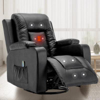 Latitude Run® Recliner Chair Massage Rocker with Heated Modern Ergonomic Lounge 360 Degree Swivel Single Sofa Seat