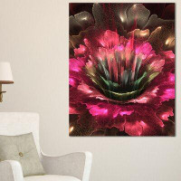 Made in Canada - Design Art Perfect Fractal Flower in Bright Red Graphic Art on Wrapped Canvas