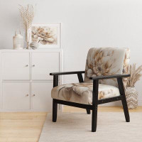 Design Art Single Beige Flower III - Upholstered Traditional Arm Chair