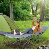 Folding Camping Bed Cot 74" x 25.5" x 20.75" Dark Grey
