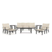 Winston Jasper Sofa, Lounge Chair and Side Table 8 Piece Rattan Seating Group