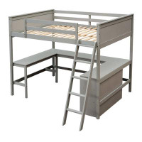 Harriet Bee Full Size Loft Bed With Shelves And Desk