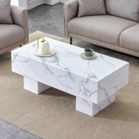 Wenty The White Coffee Table Has Patterns. Modern Rectangular Table, Suitable For Living Rooms And Apartments. 43.3"*21.