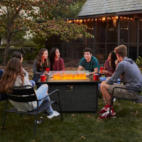 Red Barrel Studio Fire Pit Table With Glass Wind Guard