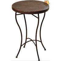Red Barrel Studio Transitional Round Hammered Copper Oil-Rubbed Bronze Powder Coat Finish Legs Accent Table