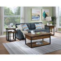 Alaterre Claremont Rustic Wooden Metal End Table And 1 Coffee Table Set