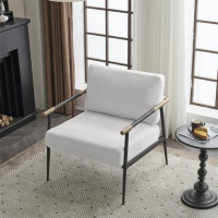 George Oliver Modern Chic Accent Chair With Metal Frame , Upholstered Chenille Living Room Chair With Removable Seat And