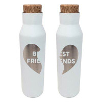 Sweetums Wall Decals Best Friends Heart Engraved 20 Oz. Stainless Bottle With Faux Cork Screw Top Set