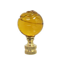 Aspen Creative Corporation Aspen Creative 24015, 1 Pack Yellow Glass Ball Lamp Finial In Solid Brass Finish, 2" Tall